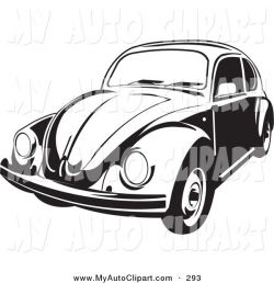 Clip Art of a Volkswagen Beetle Car in Black and White Driving Left ...