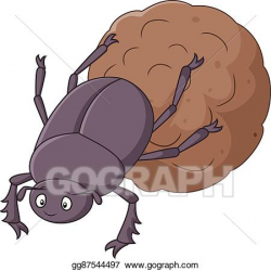Vector Art - Dung beetle with a big ball of poop. Clipart Drawing ...