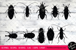 Beetle Silhouettes Clipart Clip Art (AI | Design Bundles