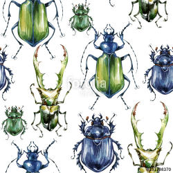 Seamless pattern with colorful beetles. Summer and spring background ...