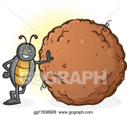 Vector Art - Dung beetle with a big ball of poop. Clipart Drawing ...
