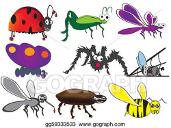 Vector Stock - Cute bugs, funny beetles. Stock Clip Art gg59333533 ...