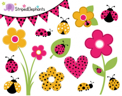 Lady Bug Clip Art Lady Beetle Clipart Pink and Yellow