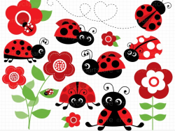 Clipart - Ladybug Garden (Red) | Meylah