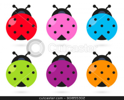 Cute colorful Ladybug set isolated on white stock vector