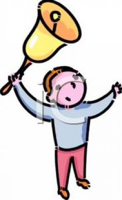 A Colorful Cartoon of a Boy Ringing a Bell - Royalty Free Clipart ...