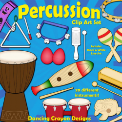 Musical Instruments: Classroom Percussion Instruments Clip Art Bundle