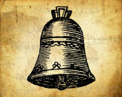 Vintage Bell Clipart Lineart Illustration by BackLaneArtist ...