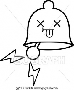Vector Stock - Line drawing cartoon ringing bell. Clipart ...