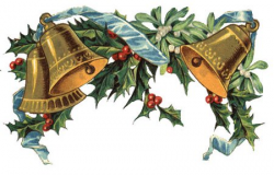 Free Clipart: Vintage Christmas Bells, Holly, Mistletoe
