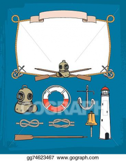 Vector Illustration - Vintage nautical rope frame, decorative ...