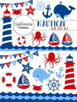 Nautical Clipart Clip Art, Anchor Clipart, Whale Clipart, Sailing ...