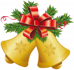 Transparent Christmas Yellow Bells with Red Bow PNG Clipart ...