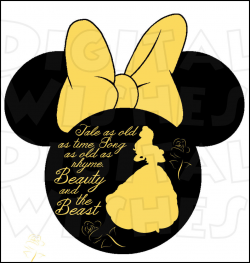 Belle from Beauty and the Beast Silhouette Minnie Mouse head