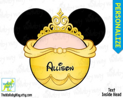 Belle Mickey Head Beauty & the Beast Printable Disney Iron On ...