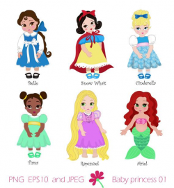 Princess in childhood.Digital Clipart Set Baby little princess ...