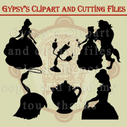 Beauty and the Beast, Silhouettes, Belle, Beast, Disney svg, Cutting ...