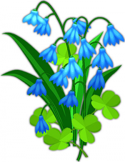 Flower Clipart - Blue and White