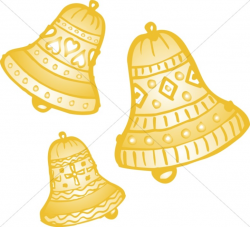 Gold Bells with Ornate Decoration | Church Bell Clipart