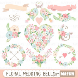 Floral wedding clipart: 