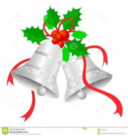 Silver Bells Clip Art | image with green holly ivy, red ribbon, and ...