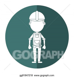 Vector Illustration - Construction man with tool belt gloves shadow ...
