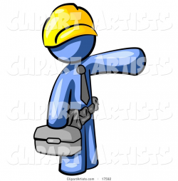 Blue Man, A Construction Worker, Handyman Or Electrician, Wearing A ...