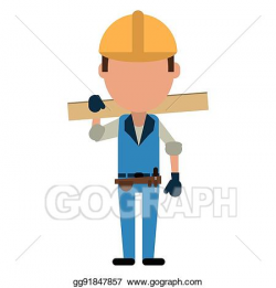 Vector Art - Man construction wooden board and tool belt ...