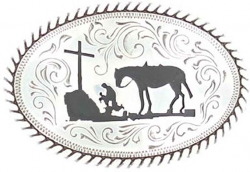 Amazon.com: Nocona Boys' Cowboy Prayer Belt Buckle Silver One Size ...