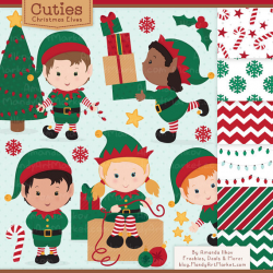 Items similar to Cute Christmas Elves & Christmas Patterns - Elf ...