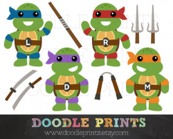 Items similar to TMNT Ninja Turtles - Digital Clip Art Printable ...