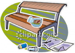 Litter on a Park Bench - Royalty Free Clipart Picture
