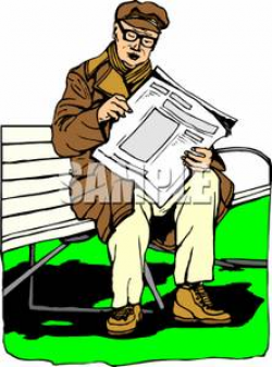 Royalty Free Clipart Image: A Man Sitting on a Park Bench Reading a ...