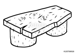 wooden bench / cartoon vector and illustration, black and white ...