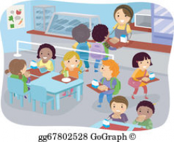 Vector Clipart - Two girls eating in the canteen. Vector ...