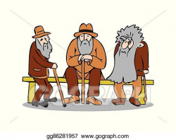 Vector Art - Funny three old men sitting bench. Clipart Drawing ...