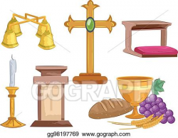 Vector Art - Church ceremony symbols elements illustration. Clipart ...