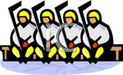 A Hockey Team on a Bench - Royalty Free Clipart Picture