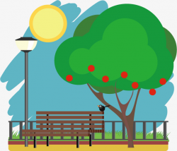 Spring Tree Landscape Bench, Bench, Park, Trees PNG and Vector for ...