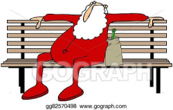 Stock Illustration - Drunk santa on a park bench. Clipart Drawing ...