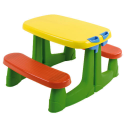 Red Green And Yellow Kids Plastic Picnic Table Bench For Toddlers Ideas