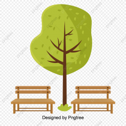 Wooden Bench In The Park, Vector Material, Park, Spring Tour ...