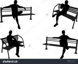 Clipart of people sitting on park benches