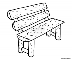 wooden bench / cartoon vector and illustration, black and ...