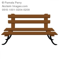 Clip Art Illustration of a Wooden Park Bench