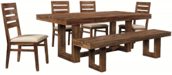 Six-Piece Modern-Rustic Rectangular Trestle Table with Ladderback ...