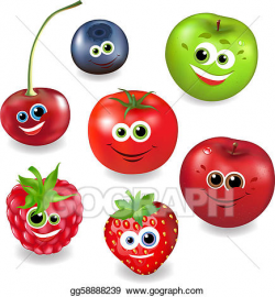 Vector Art - Collection cartoon fruit and berries. Clipart Drawing ...