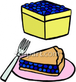 A Basket of Blueberries and Blueberry Pie - Royalty Free Clipart Picture