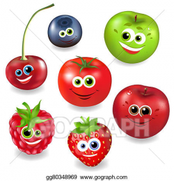 Drawing - Collection cartoon fruit and berries. Clipart Drawing ...