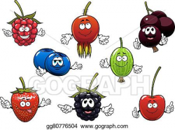EPS Illustration - Sweet cartoon isolated berries characters. Vector ...